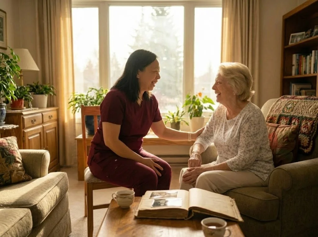 Caregiver building a long-term relationship with a client