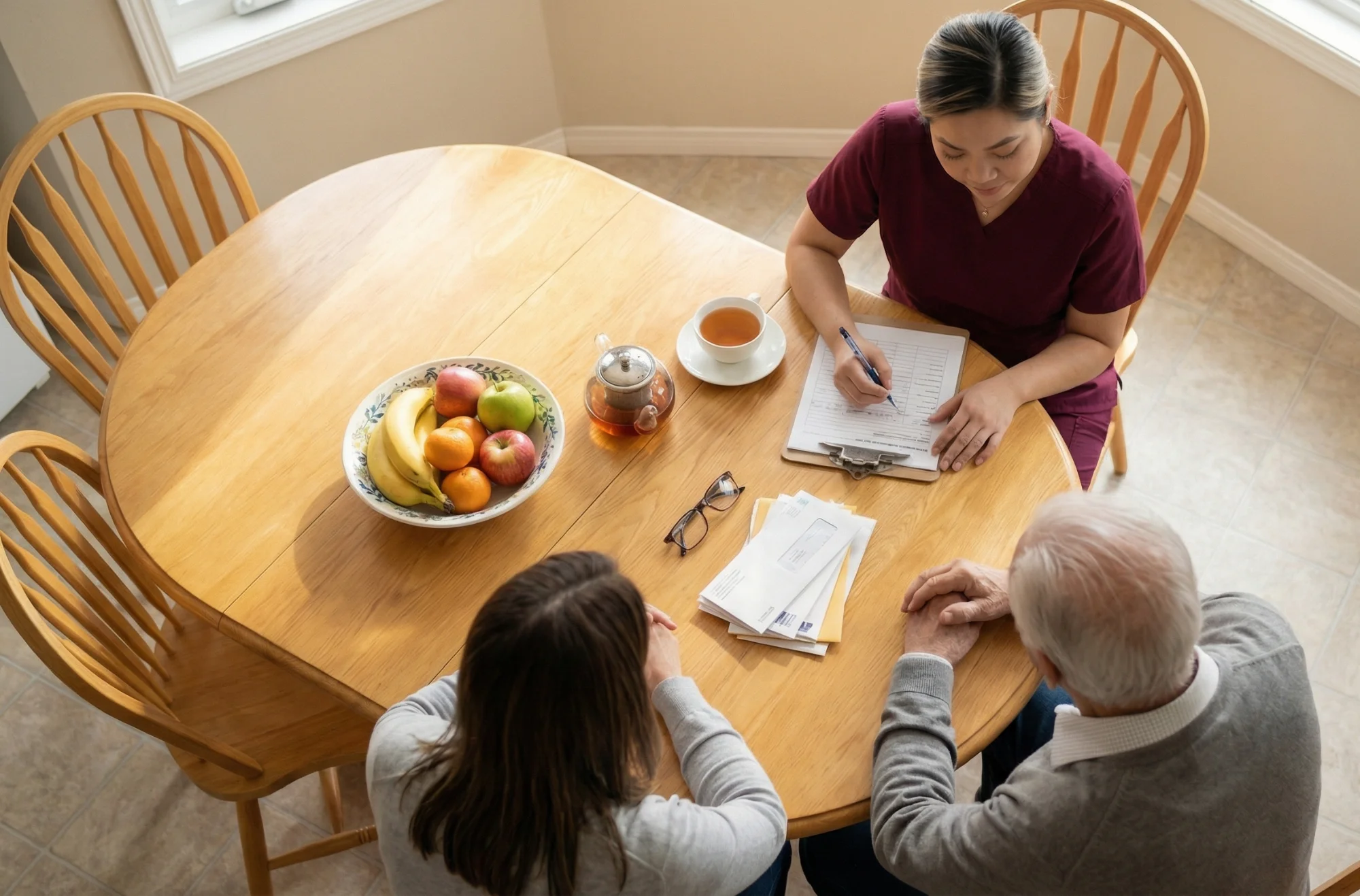 Healthcare worker providing compassionate home care